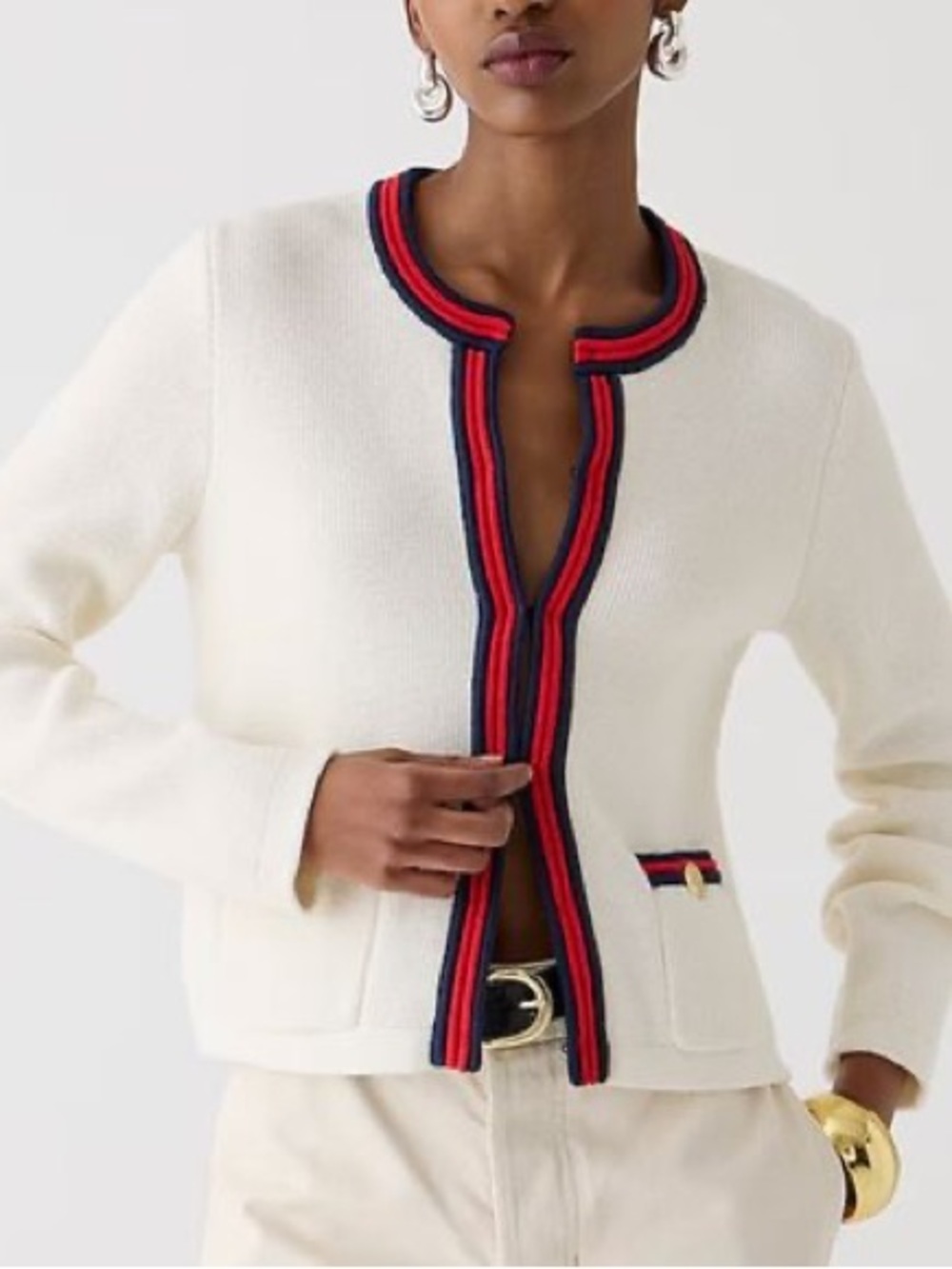 J.Crew Emilie Sweater Jacket Timeless Tailored  Parisian Preppy Chic Old Money L